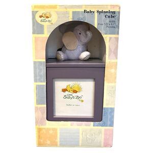Little Suzys Zoo Baby Spinning Photo Cube - Purple & Grey with Baby Elephant